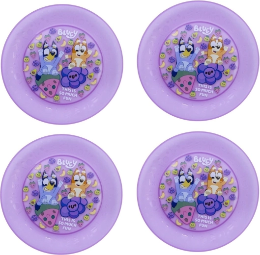 Vaikiškų lėkščių rinkinys Bluey, violetinis (4 vnt.)