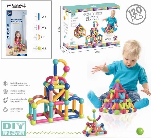 Magnetinis konstruktorius „pėdutės ir vamzdeliai“ – 120 dalių
