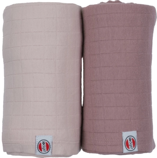 Lodger Swaddler Solid cotton swaddling cloth Powder/Rose 110 × 110 cm (2 pcs)
