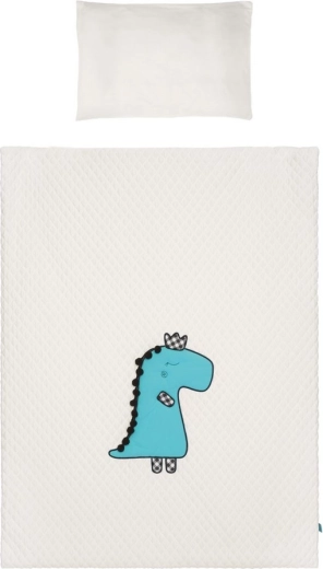 3-piece baby bedding set for crib BELISIMA Dino 3D cream–turquoise 90×120