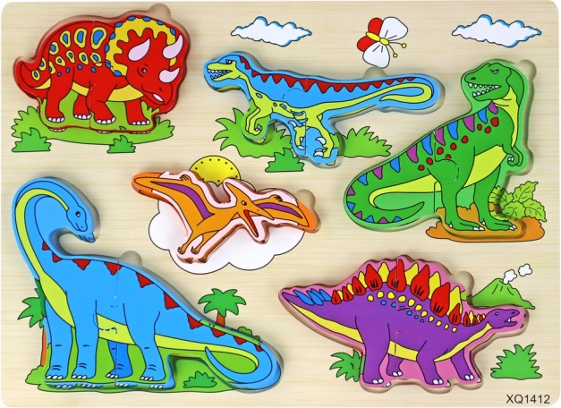 Wooden 3D Puzzle for Children Logical Game Dinosaurs