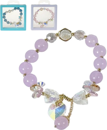 Children’s elastic bracelet with beads and charm in a box - 1 piece