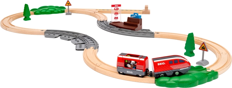 BRIO World Wind-Up Train Set, Wooden 28-Piece Set