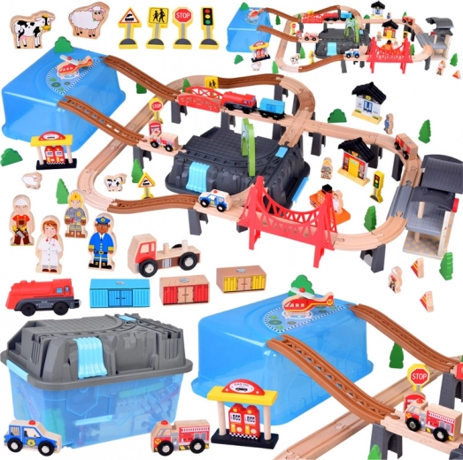 Wooden Railway with City Train 100 pcs