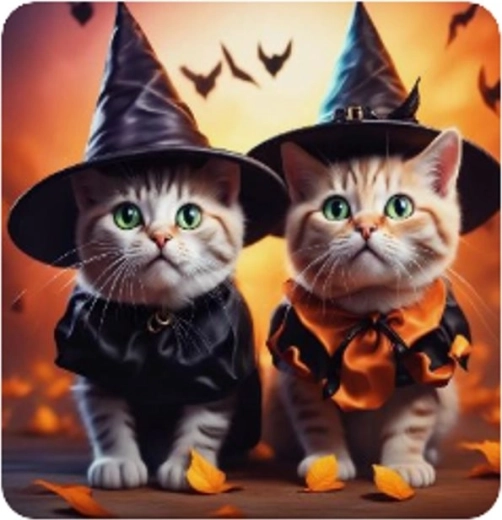 Diamond painting Cat Halloween 30 × 40 cm