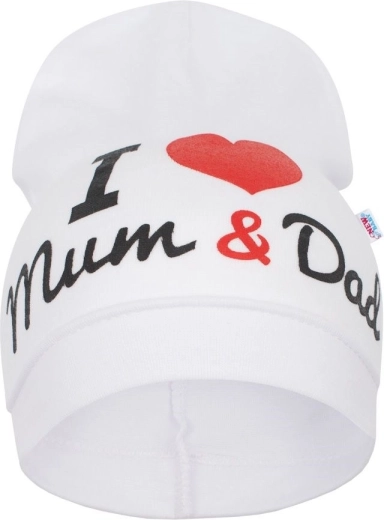 Baby hat new baby i love mum and dad white 3–9 m