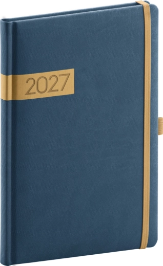 Notique Twill savaitinis kalendorius 2027 m. mėlynai auksinis 15 × 21 cm