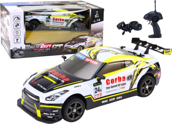 RC driftinis sportinis automobilis 1:16 su keičiamais ratais