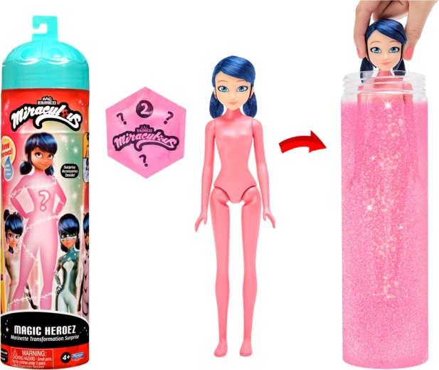Miraculous Magic Heroez lėlė Marinette su magiška transformacija ir priedais