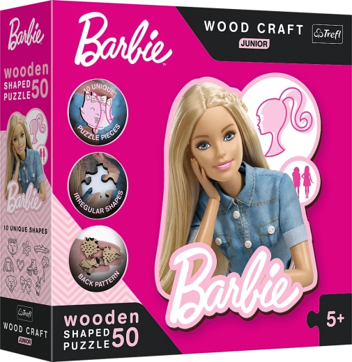Medinė „Barbie“ dėlionė vaikams, 50 dalių