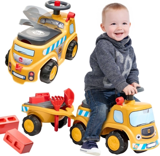 Falk JCB ride-on construction truck with trailer and accessories