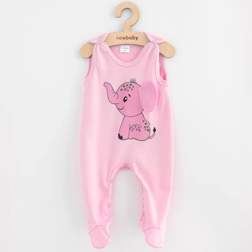 Infant cotton footed romper New Baby Happy Elephant pink