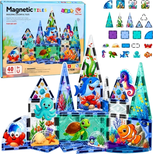 Magnetic Building Blocks Sea Animals Ocean 40 pcs