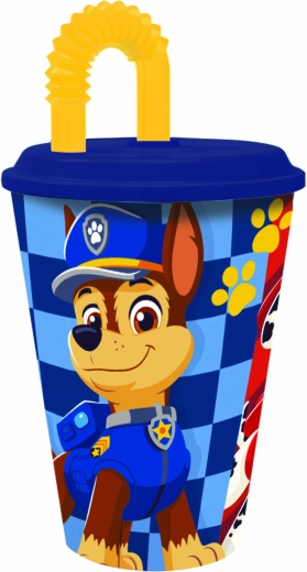Vaikiškas plastikinis puodelis su šiaudeliu PAW Patrol 430 ml