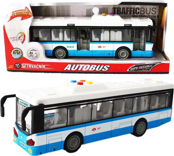 Miesto autobusas su inerciniu mechanizmu, šviesa ir garsu – mėlynas
