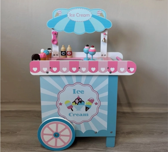 Mobile ice cream stand on wheels