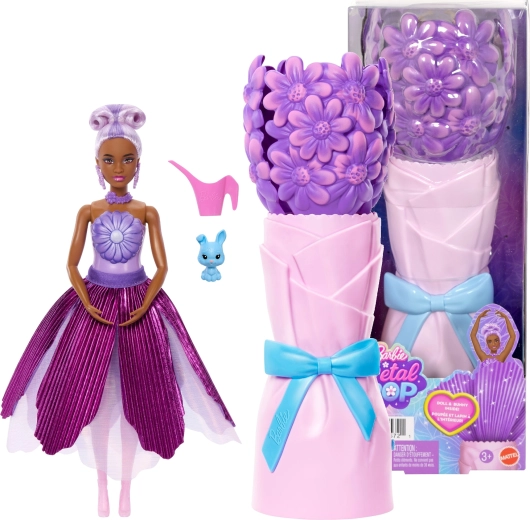 Barbie Petal Pop gėlių siurprizas violetinė saulutė + priedai