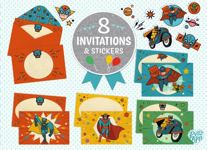 DJECO gift set of superhero invitations