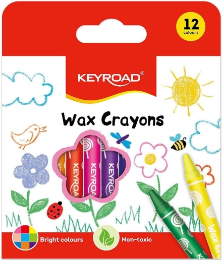 Vaškinės kreidelės Keyroad 12 spalvų, 8 mm