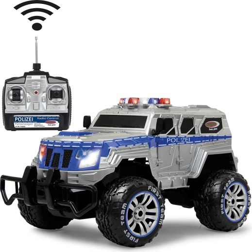 Jamara policijos šarvuotas monster truck nuotolinio valdymo 1:12 27 MHz su LED, baterija ir įkrovikliu