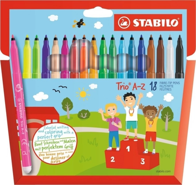 Flomasteriai STABILO Trio A-Z – 18 spalvų rinkinys