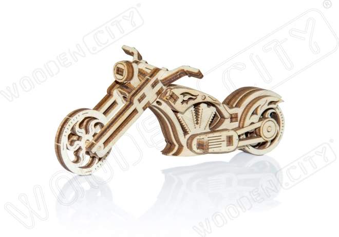 Wooden 3D Puzzle Motorcycle CHOPPER – mini model, 22 pieces
