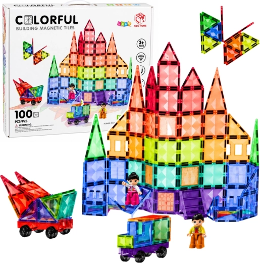 Magnetic Building Blocks 3D – Colorful STEM Panels 100 Pieces