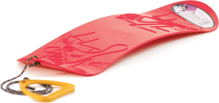 Snowboard-shaped sled in red