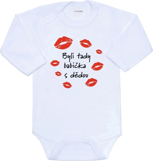 Vaikiškas smėlinukas su spauda New Baby „Byli tady babička s dědou“, ilgomis rankovėmis