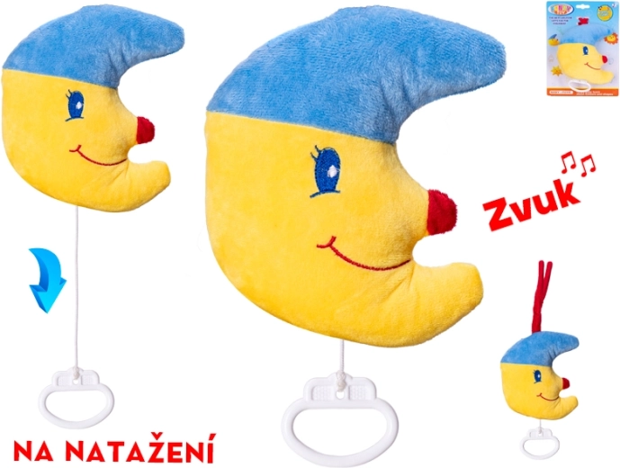 Pliušinis mėnuliukas su prisukamu muzikiniu mechanizmu 15 cm