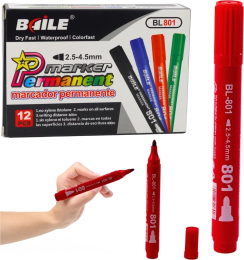 Permanent waterproof marker red 2.5–4.5 mm