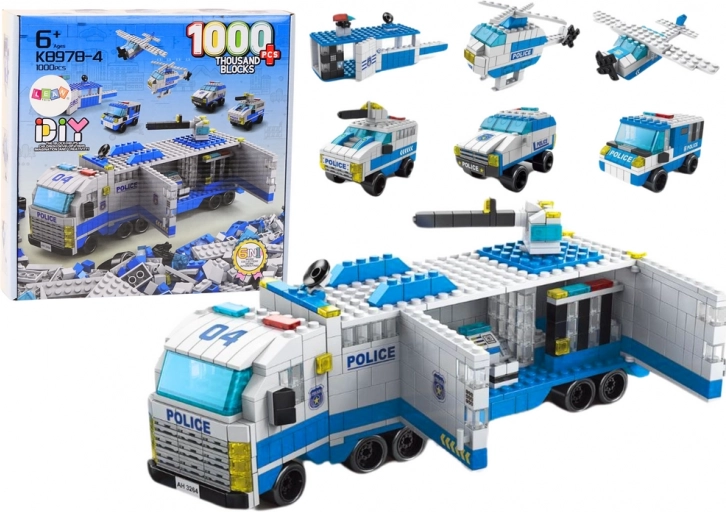 Policijos konstruktorius 6in1 – sunkvežimis ir transporto priemonės, 1000 detalių