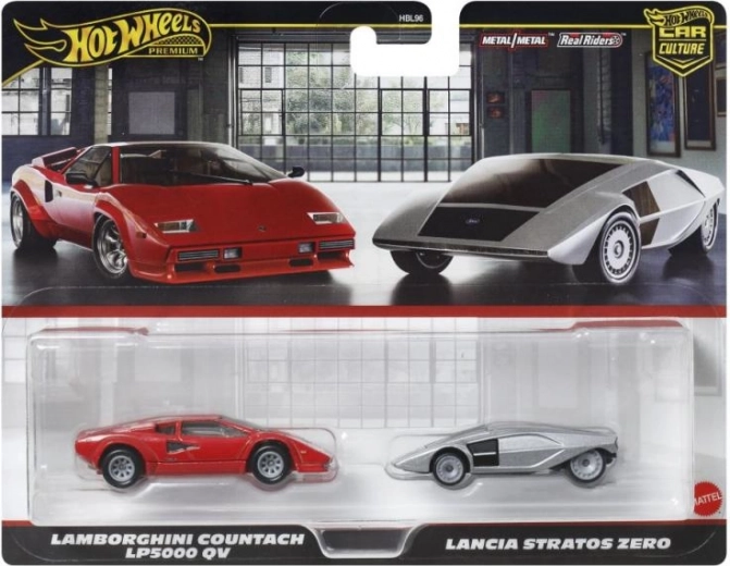 Hot Wheels aukščiausios klasės dviguba automobiliukų pakuotė – Lancia ir Lamborghini 1:64