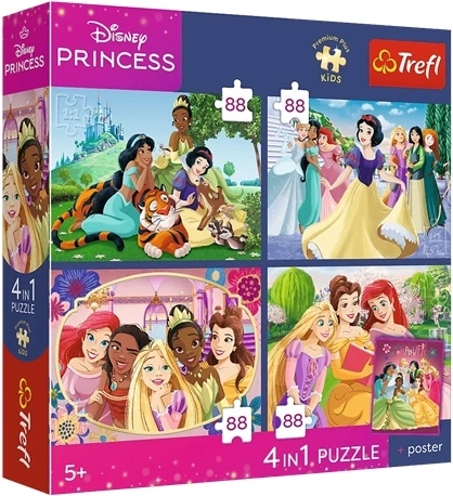 Trefl Disney Princess 4 viename dėlionė Romantiškosios princesės 4×88 detalių