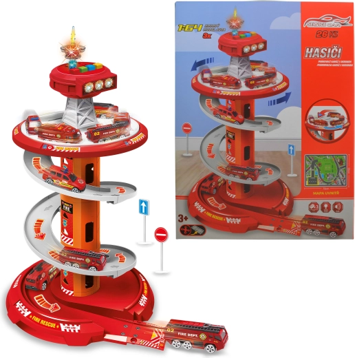 Parking Garage with Track – 26-Piece Set for Kids