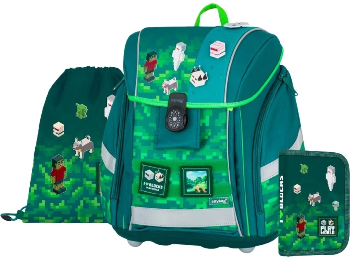 Mokyklinis rinkinys PREMIUM LIGHT Playworld – kuprinė-dėklas, maišelis ir penalas