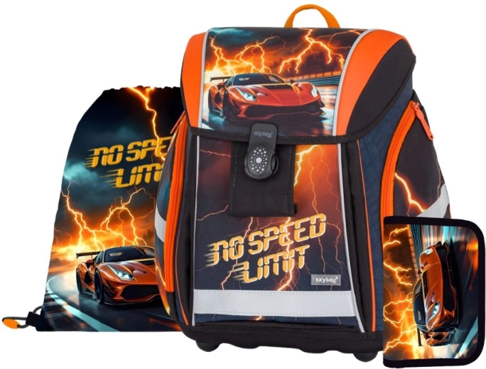 Mokyklinis rinkinys Oxybag Premium Light Auto – kuprinė, maišelis ir penalas