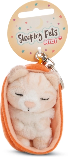 NICI raktų pakabukas – mieganti kačiukė oranžiniame dėkle, 12 cm