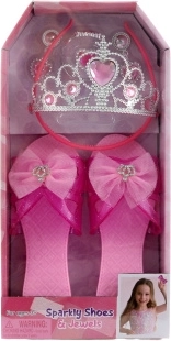 Set of Pink Slippers with a Bow and Crown