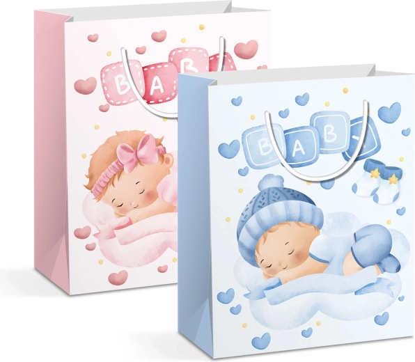 Christmas paper gift bag for a bottle - 1 piece