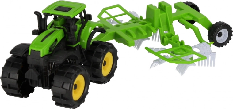 Tractor with attached farm implement