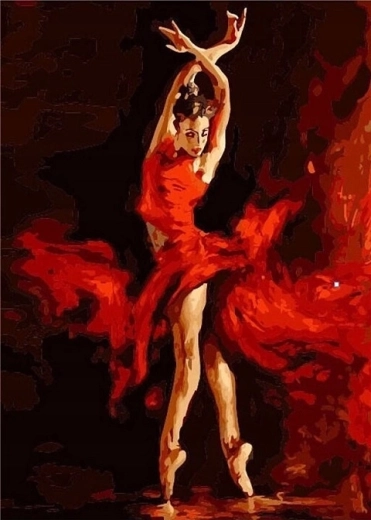 Norimpex deimantinė tapyba „Šokėja raudona suknele“ 30 × 40 cm