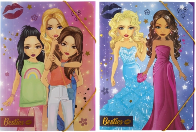 A4 mokyklinis aplankas su užlenkiama guma „Besties“