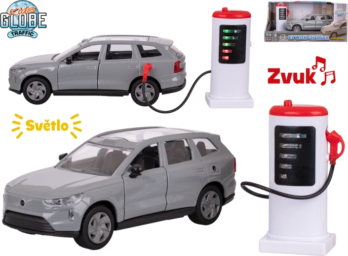 Kids Globe Traffic VOLVO EX90 metalinis SUV modelis su šviesomis ir garsais, 13,5 cm