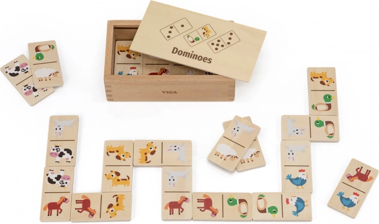 Medinis domino 2-in-1: gyvūnai ir skaičiai VIGA