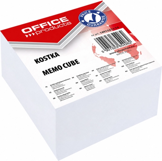 OFFICE PRODUCTS klijuotas užrašų lapelių blokelis, baltas 85 × 85 mm, aukštis 40 mm – 1 vnt.