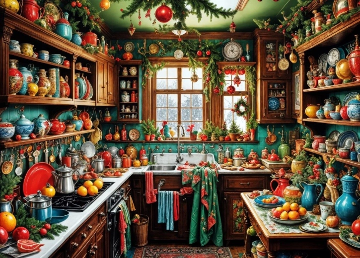 Puzzle Bluebird Nostalgic Christmas Kitchen 1500 pieces