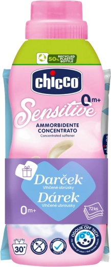 Chicco audinių minkštiklis Baby Sensitive „Gėlių apkabinimas“ 750 ml + drėgnos servetėlės 72 vnt. nemokamai