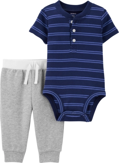 Carter's 2-piece set for boys – short-sleeve bodysuit and sweatpants Blue Stripes – NB / size 56