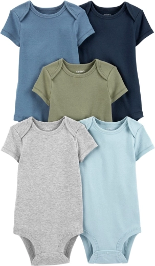 Carter's baby short-sleeve bodysuits monochromatic for boys, 5 pcs – NB / size 56
